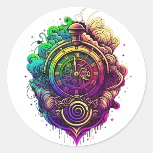 Tijdreis Ronde Sticker (Voorkant)