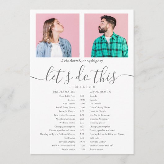 Tijdschema voor Elegant Script Photo Wedding Sched Programma (Voorkant)