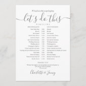 Tijdschema voor Elegant Script Wedding Schedule Programma (Voorkant)