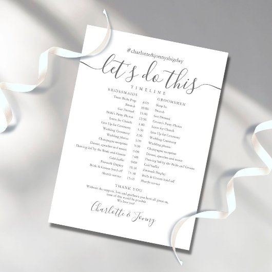 Tijdschema voor Elegant Script Wedding Schedule Programma