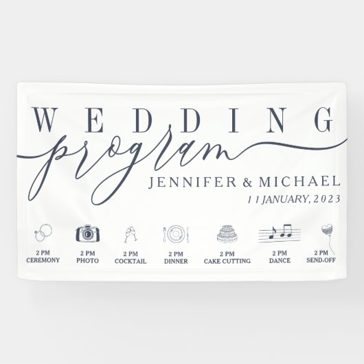 Tijdschema voor het programma Aangepaste bruiloft Spandoek (Horizontaal)