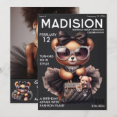 Tijdschrift Cover Mode Teddybeer Verjaardag Kaart (Voorkant / Achterkant)