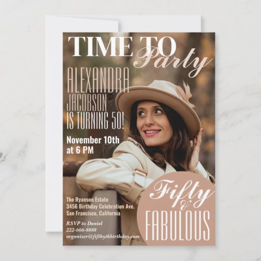 Tijdschrift Hoesje 50e Verjaardagsfeestuitnodiging Kaart (Voorkant)