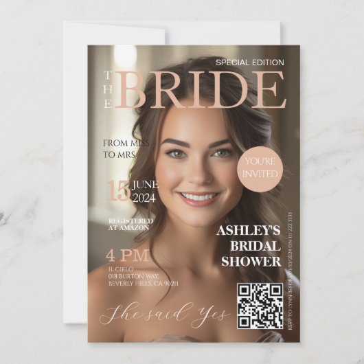 Tijdschrift Hoesje Bruidsdouche Uitnodiging (Voorkant)