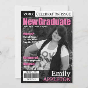 Tijdschrift Hoesje Fuchsia Graduatie Uitnodigingen