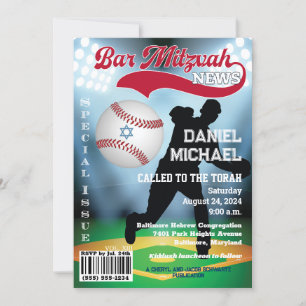 Tijdschrift Hoesje Honkbal Bar Mitzvah Uitnodiging