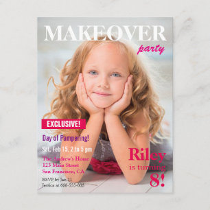 Tijdschrift Makeover Verwennen Meisjes Verjaardags Kaart