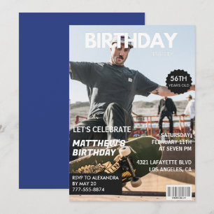 Tijdschrift Navy blue Foto Grappig 56ste verjaarda Kaart