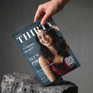 Tijdschrift Omslag Foto 30e Verjaardagsfeestje QR Kaart