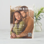 Tijdschrift Omslag Foto QR Code Trouwen Save The Date (Staand voorkant)