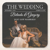 Tijdschrift Redactie Krant Foto's bruiloft Vierkante Kartonnen Onderzetter (Voorkant)