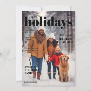 Tijdschrift stijl kerstkaart - Bovenste titel, zwa