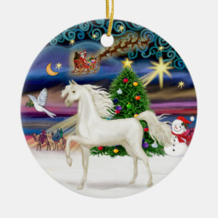Tijdschrift Xmas - Arabian Horse (wit) Keramisch Ornament