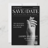 Tijdschrift Zwart Donker Mode Krant Foto Bruiloft Save The Date (Voorkant)