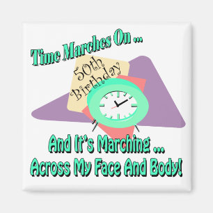 Tijdsmarsen op 50e verjaardag cadeautjes magneet