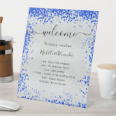 Tijdstip van het zilver royal blue bruiloft progra reclamebord met voetstuk (Insitu)