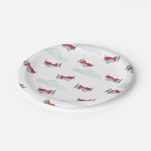 Tijdvliegdag vliegend vliegtuig papieren bordje (Gekanteld)