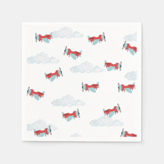 Tijdvliegdag vliegend vliegtuig servet