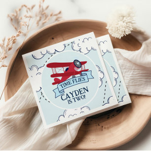 Tijdvliegdag vliegend vliegtuig servet