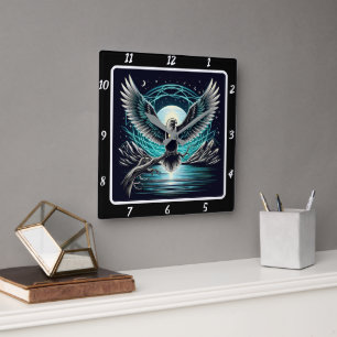 Tijdwaarnemer Neon Eagle Horizon Vierkante Klok