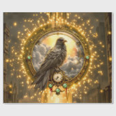 Tijdwaarnemer Raven – Gotische Klokwerken Cadeaupapier (Vlak)