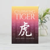 Tijger 虎 Rood Goud Chinees Dierenriem Maansymbool Feestdagenkaart (Staand voorkant)
