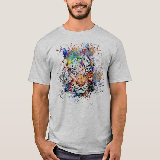 Tijger Abstract kunstschilderen T-shirt (Voorkant)