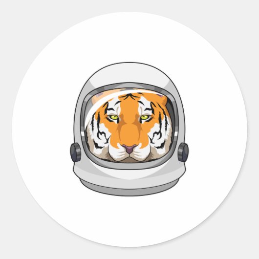 Tijger als astronaut met Helmet Ronde Sticker (Voorkant)