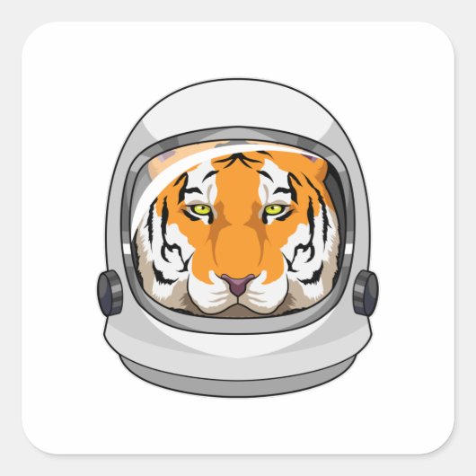 Tijger als astronaut met Helmet Vierkante Sticker (Voorkant)