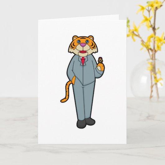 Tijger als bruidegom met bruiloft kaart (Gele Bloem)