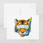 Tijger als duiker met snorkel briefkaart (Voorkant / Achterkant)