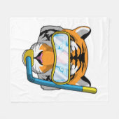 Tijger als duiker met Snorkel Fleece Deken (Voorkant (Horizontaal))