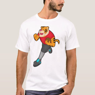 Tijger als Football speler met Football T-shirt