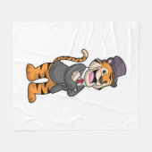 Tijger als gom met jasje en Pet Fleece Deken (Voorkant (Horizontaal))