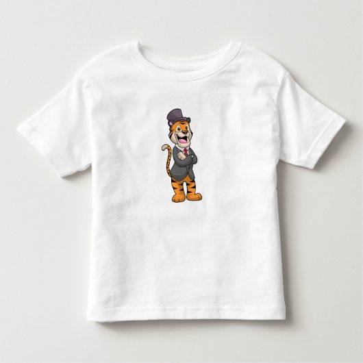 Tijger als gom met jasje en Pet Kinder Shirts (Voorkant)