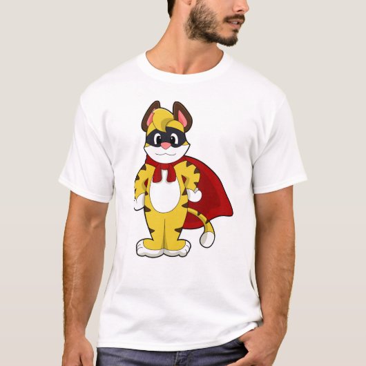 Tijger als Hero met Masker & Kaap T-shirt (Voorkant)