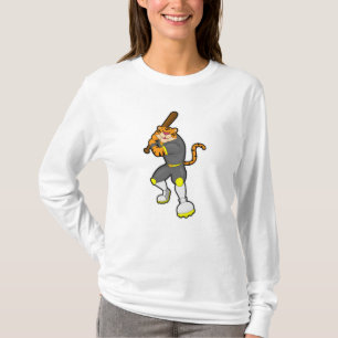 Tijger als honkbalspeler met honkbalknuppel t-shirt