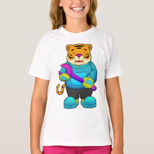 Tijger als mechanisch met moersleutel t-shirt