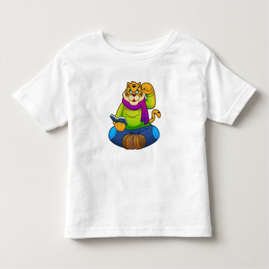 Tijger als Nerd met boek Kinder Shirts (Voorkant)