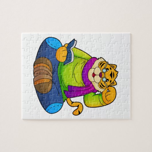 Tijger als Nerd met boek Legpuzzel (Horizontaal)