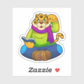 Tijger als Nerd met boek Sticker (Vel)