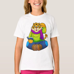 Tijger als Nerd met boek T-shirt
