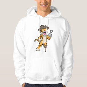 Tijger als piraat met houten been en gekookte hand hoodie