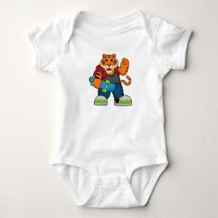 Tijger als Skater met skateboard Romper