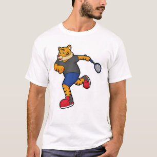 Tijger als Tennis-speler met Tennis-racket T-shirt