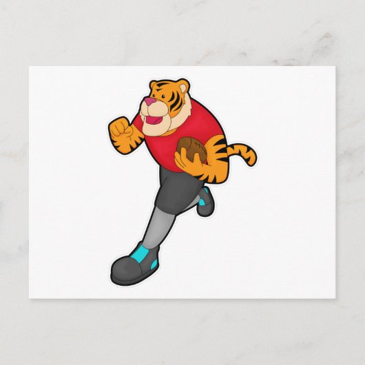 Tijger als voetballer met voetbal briefkaart (Voorkant)
