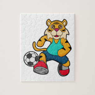 Tijger als voetbalspeler met Voetbal Legpuzzel
