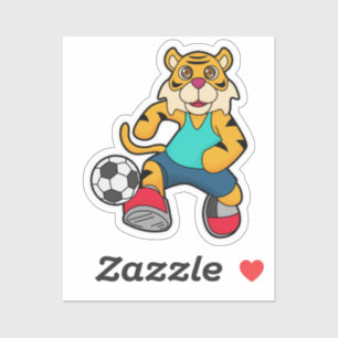 Tijger als voetbalspeler met Voetbal Sticker