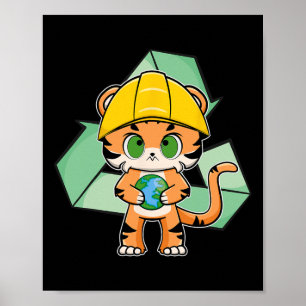 Tijger anime kat aarde dag poster