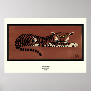Tijger - Antiquarian, Colorful Book Illustration Poster